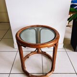 Round rattan coffee table from the 60s