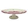 Assiette montée plat Gien sur piédouche modèle paysages roses