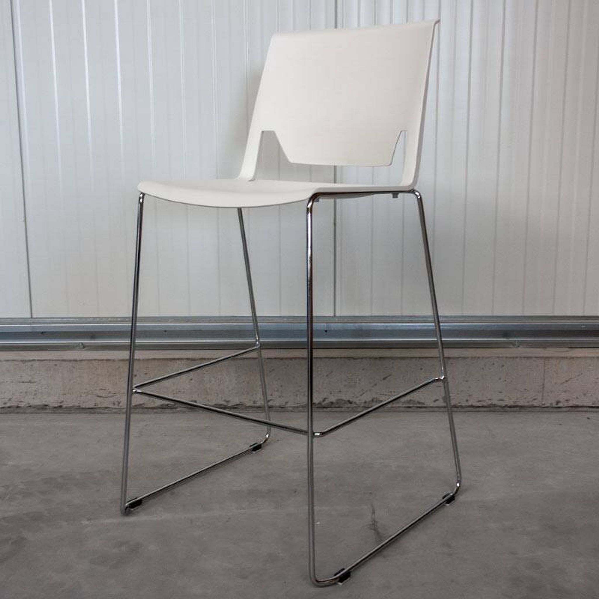 Very high stool from Haworth white and chrome