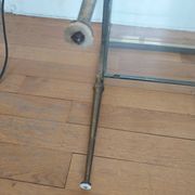 Brass and glass side table, pedestal table, end table.