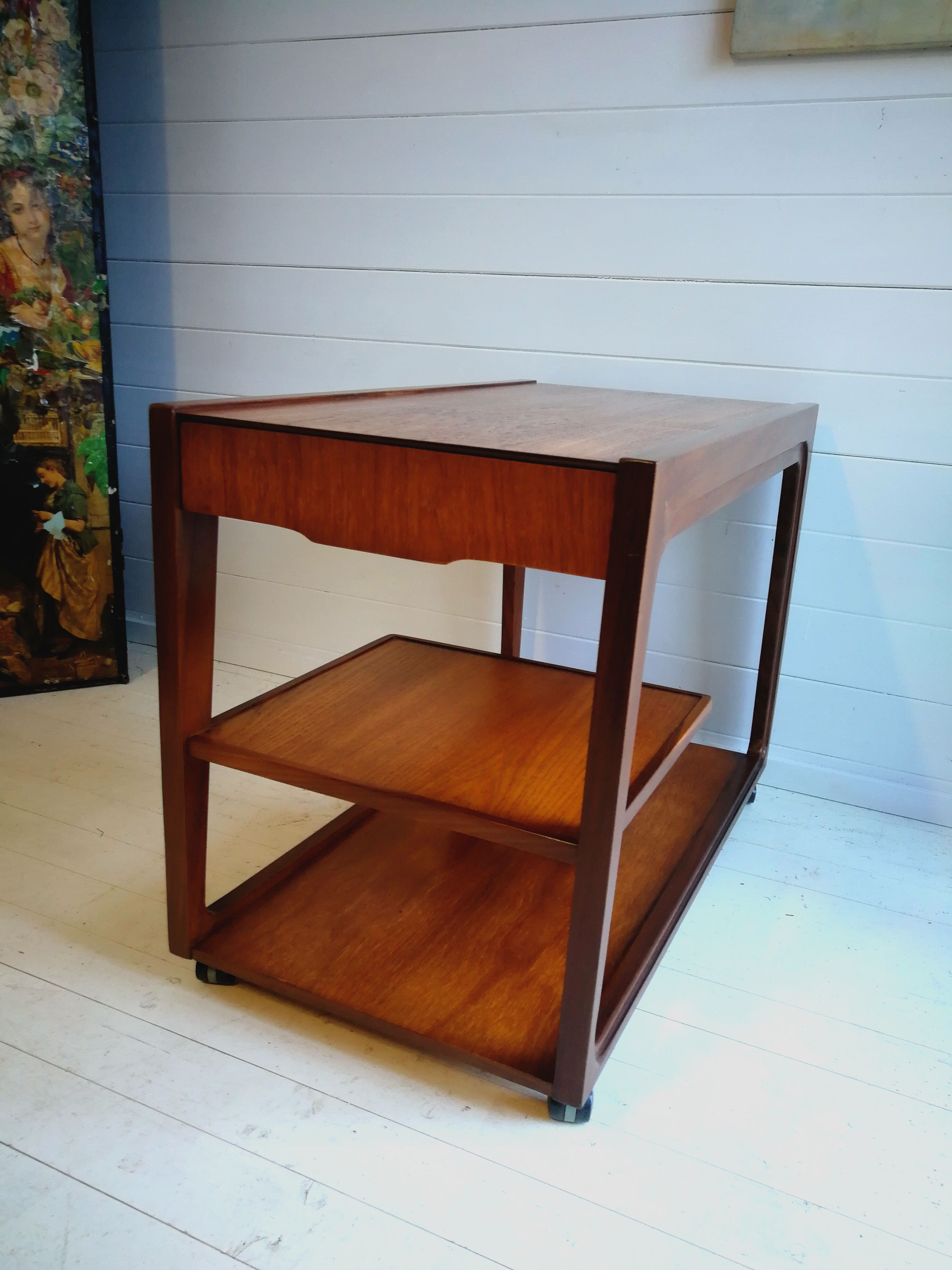 Retro remploy teak & afrormosia drinks trolley hostess trolley, 60s
