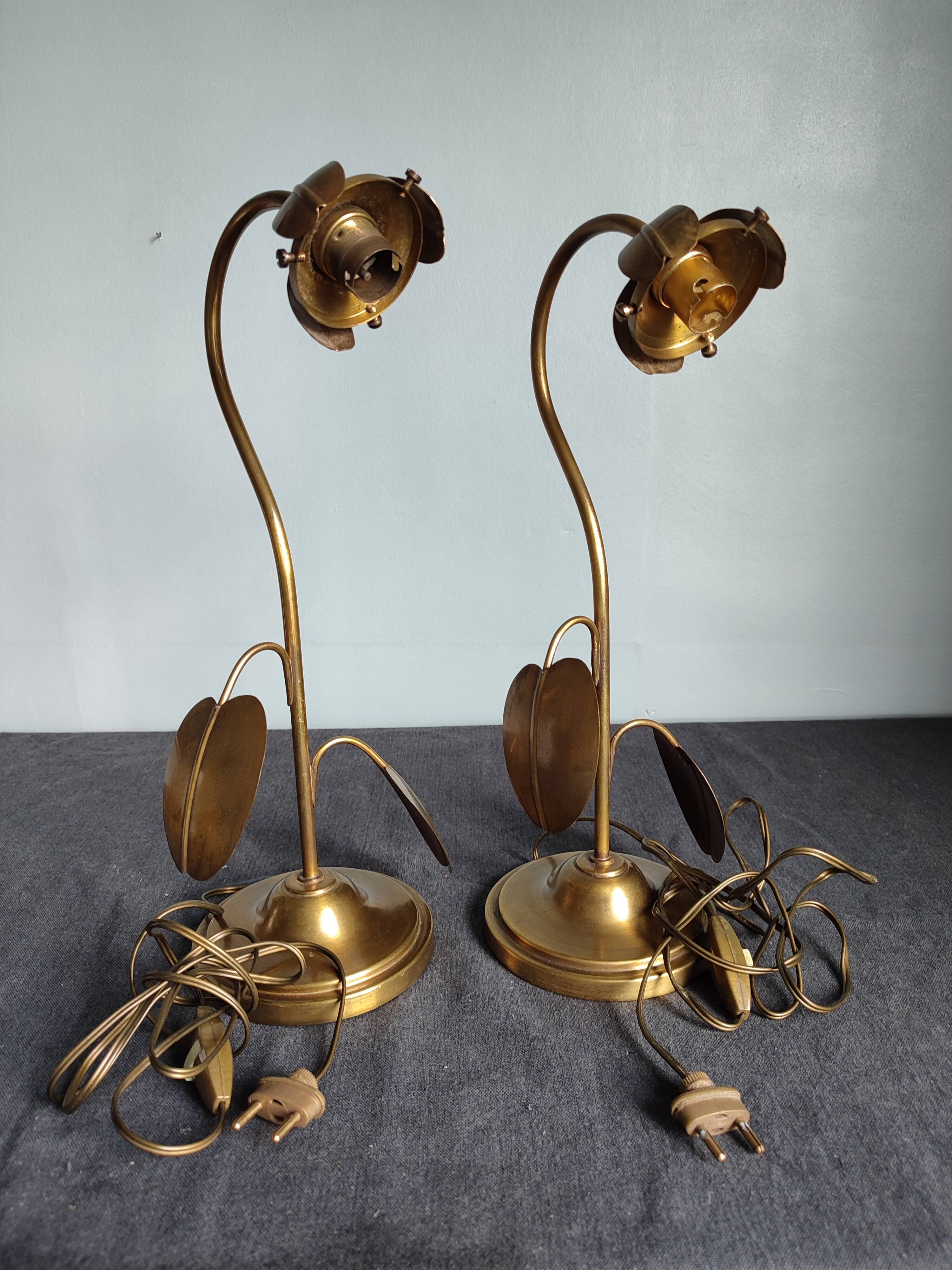 Pair of art deco lamps old gooseneck