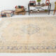 7x10 beige & navy blue vintage rug, 215x302cm