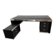 Guido Faleschini For Mariani, L-shaped Leather and Steel Desk, Italy 1970s