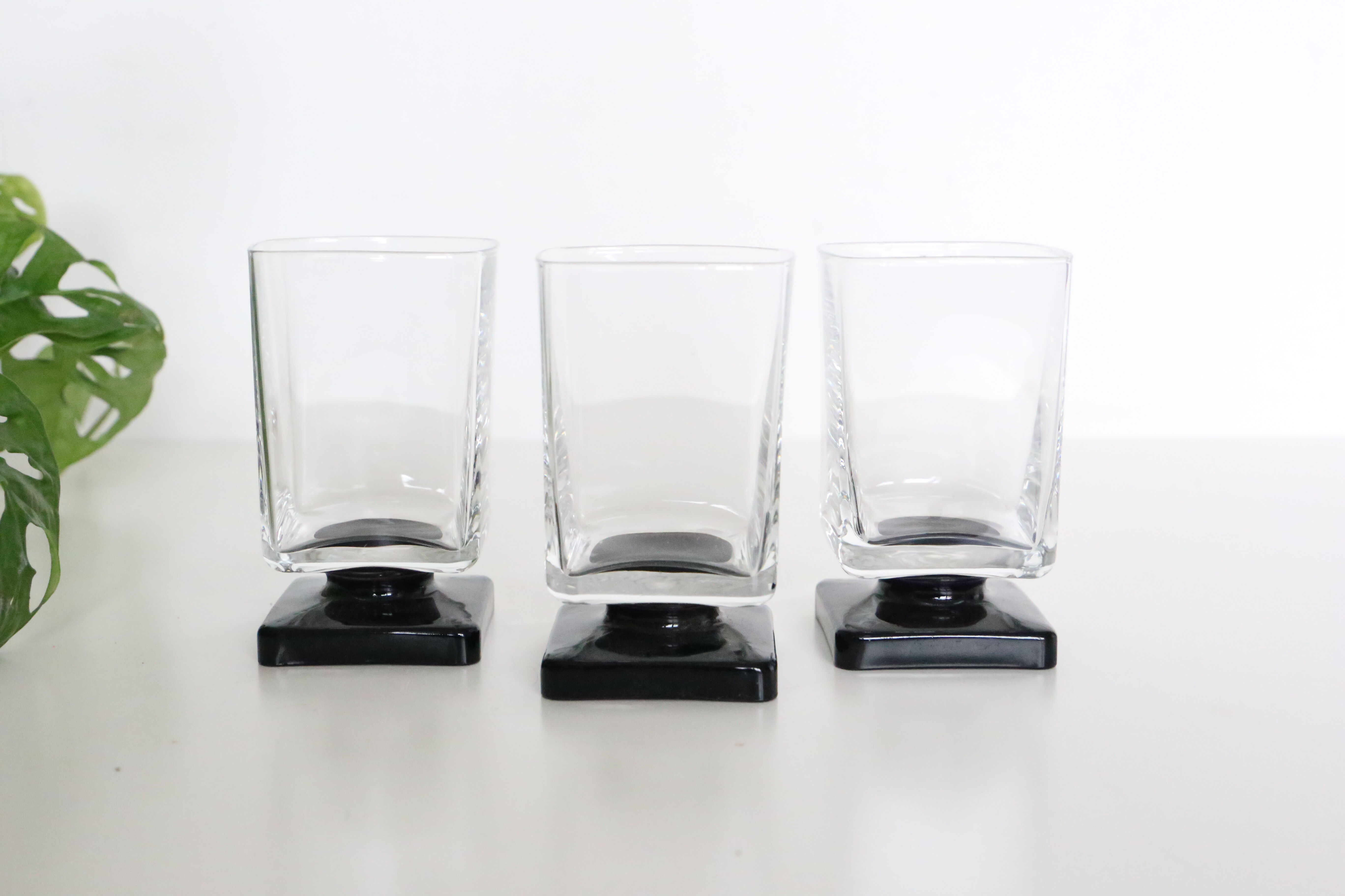 Set de 3 verres à pied, vintage, 1960, mid century