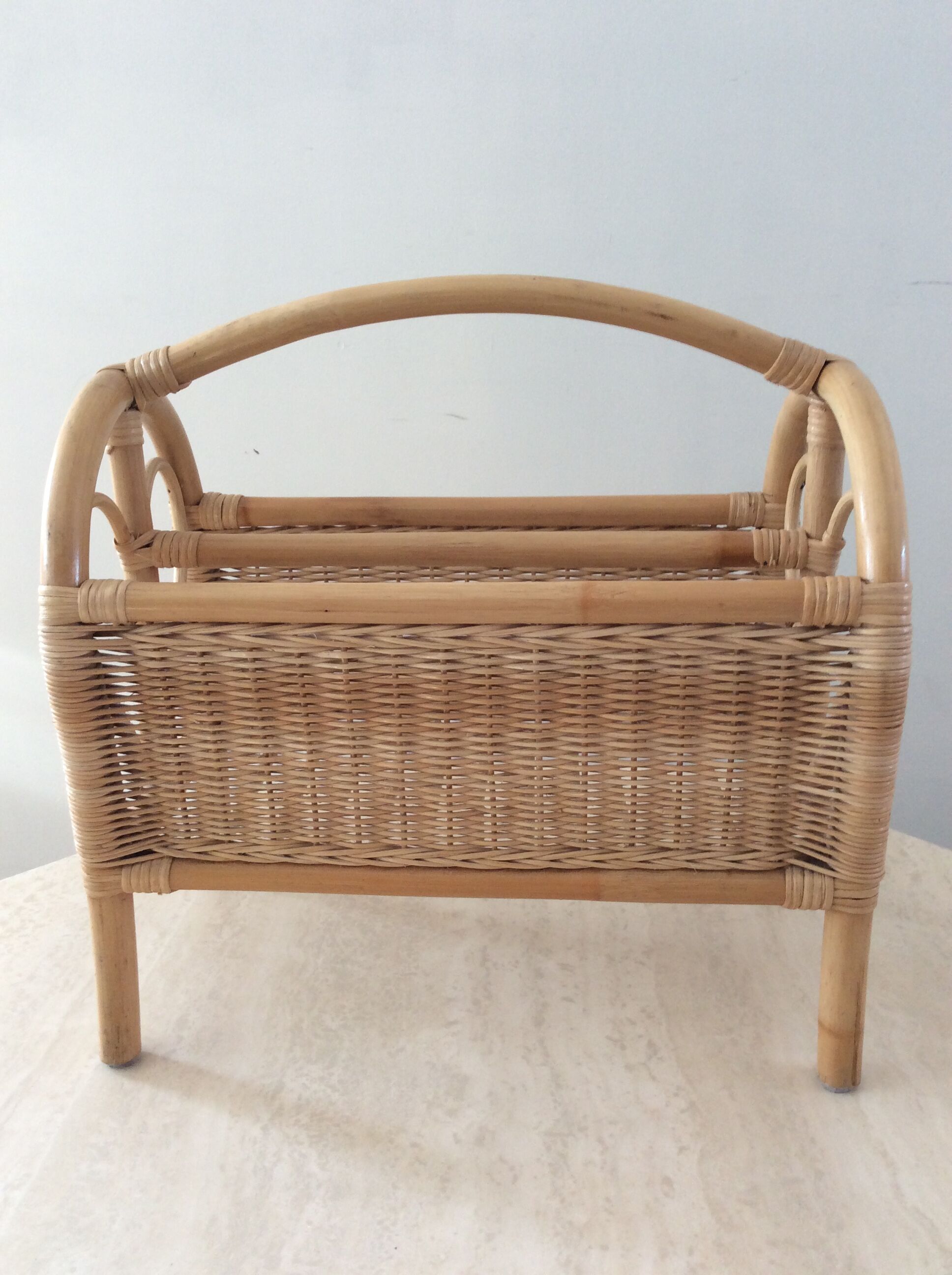Vintage magazine holders from the 70s in rattan