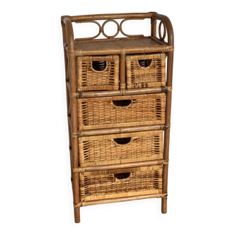 Rattan drawer unit