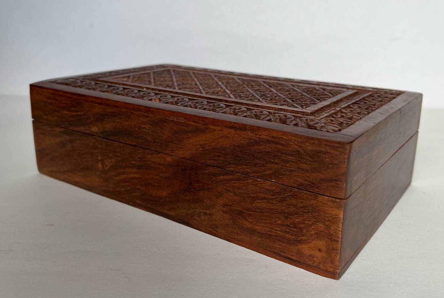 Carved wooden jewelry box