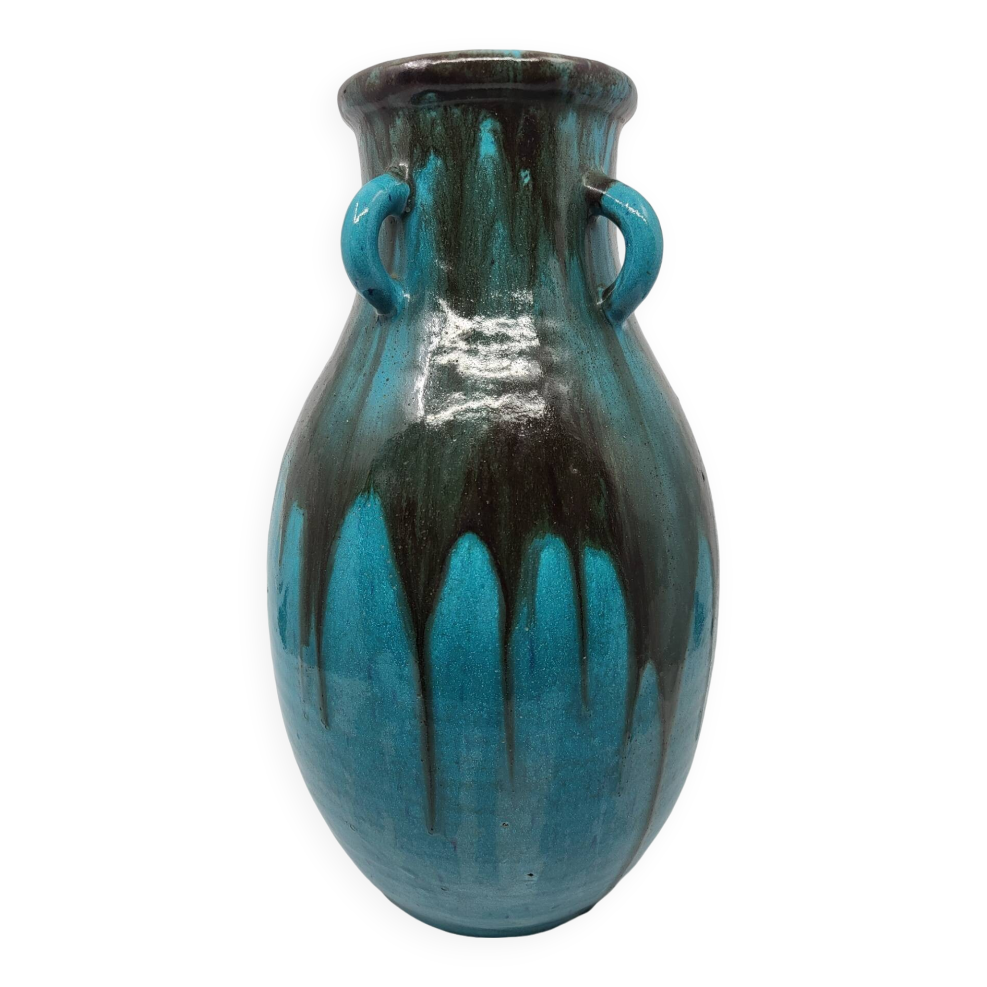 Primavera Vase for Spring in French Art Deco blue ceramic