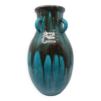 Vase Primavera pour le Printemps en céramique bleu Francais Art Déco