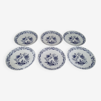 Set of 6 Bavaria porcelain soup plates with midnight blue floral decor