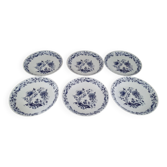 Set of 6 Bavaria porcelain soup plates with midnight blue floral decor