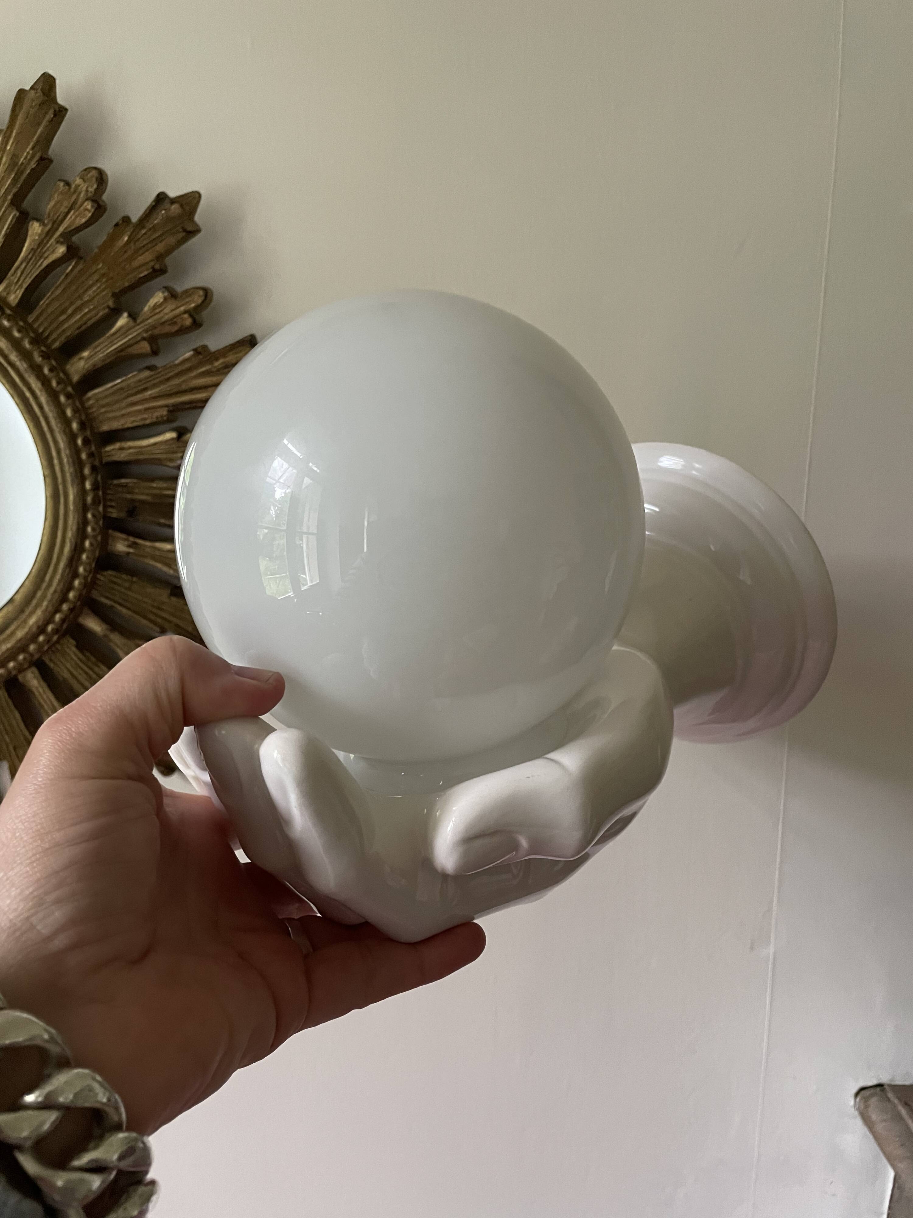 70s ceramic hand wall light