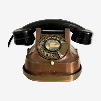 Téléphone vintage 50 en cuivre et bakelite