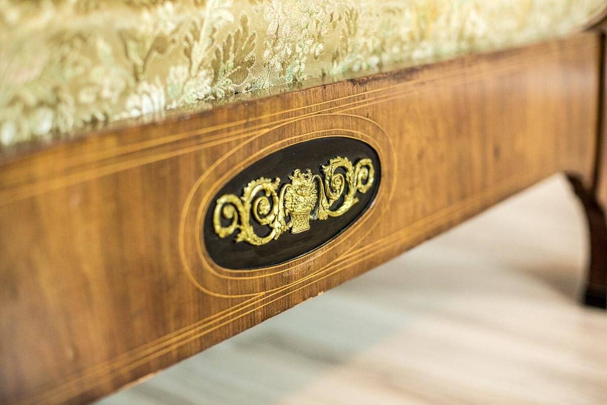 Canapé Biedermeier antique en vert avec des détails en laiton, 1860