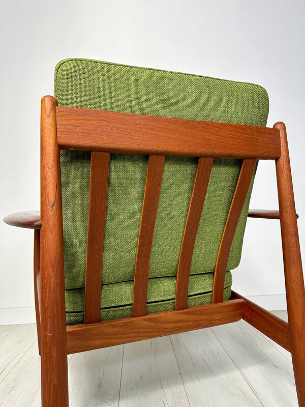 Fauteuil vintage danois en teck des années 1950, signé Grete Jalk pour France & Daverkosen