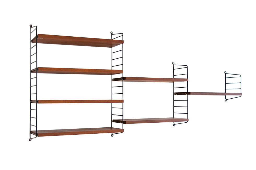 String wall shelf in teak by Kajsa and Nils Strinning danish 60s