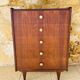 Commode haute vintage en chêne  à 5 tiroirs, circa 1950s