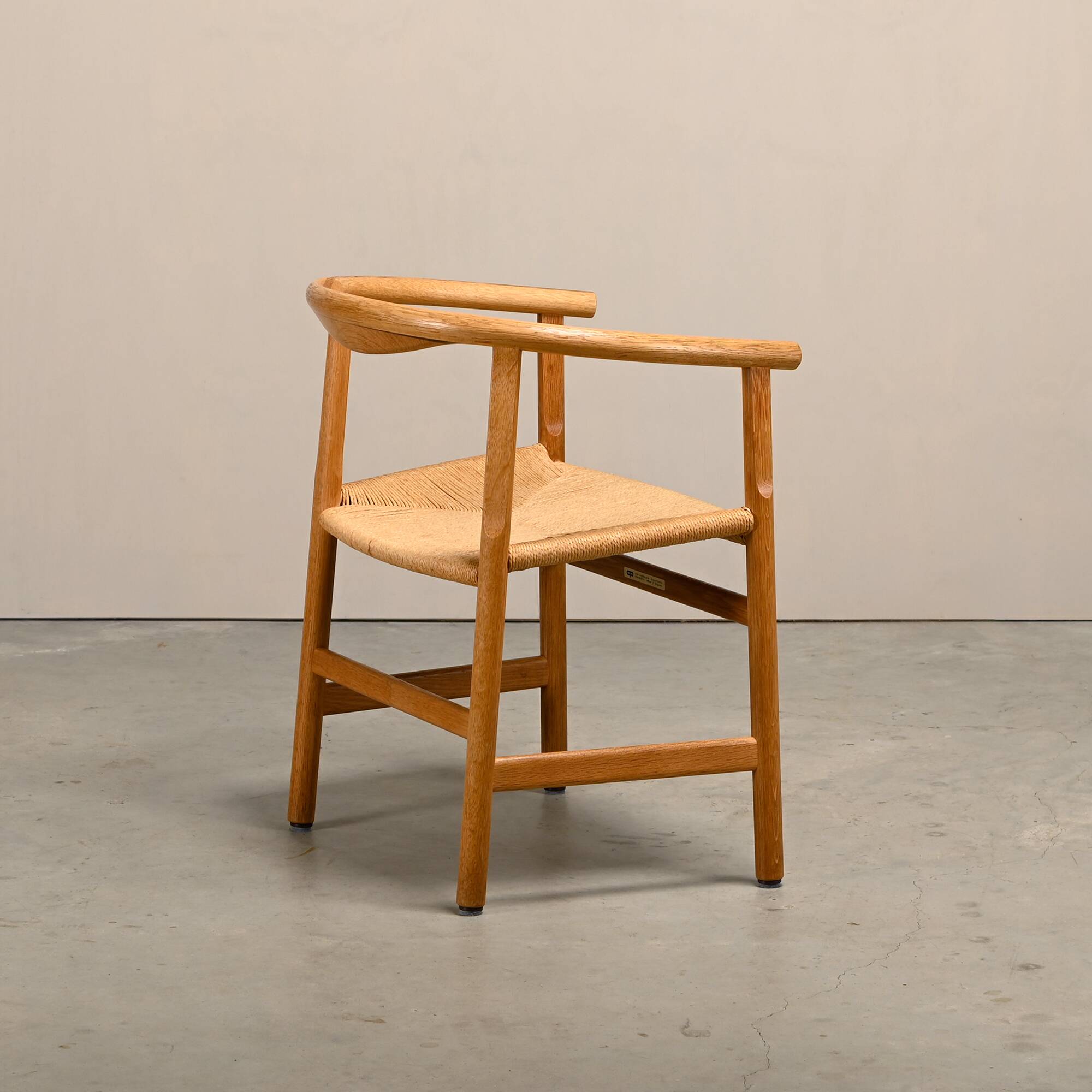 Hans J. Wegner Model PP201 Dining Chairs in Oak and Papercord, PP Møbler