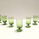 Set of Nine Green Hand-Blown Glass Drinking Glasses, Empoli, Italy