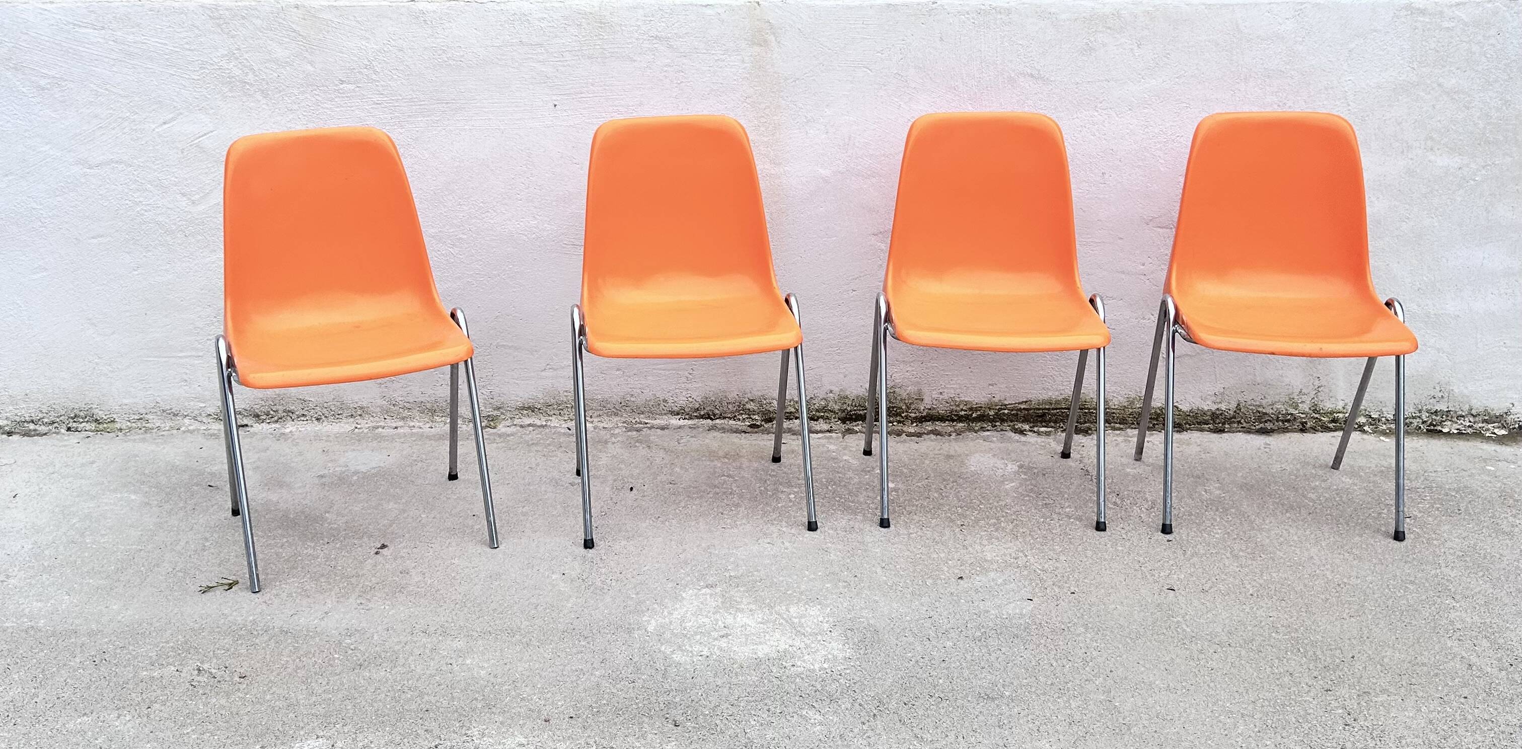Orange plastic chairs