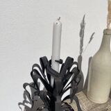 Brutalist organic candle holder in black metal