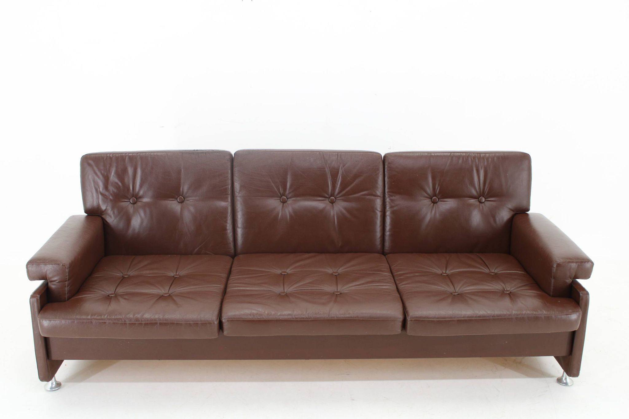 Design Leather Folding Sofa by Arch. Spicka, 1970s, Czechoslovakia