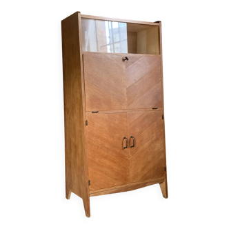 Vintage pyramidal oak bookcase secretary desk