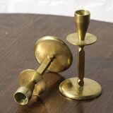2x Mid century brass candle sticks, Kara Denmark