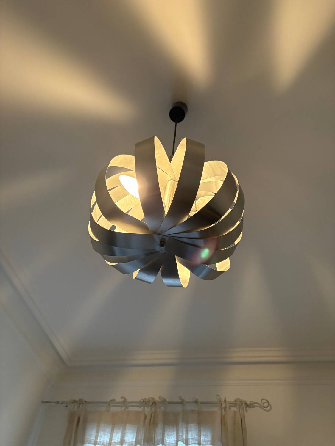 Space Age brushed metal ball chandelier