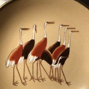 Hollow plate Japan ACF porcelain circled brass decorated with cranes