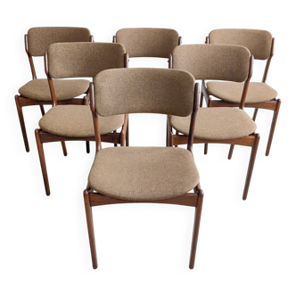 Set of 6 'Model 49' Dining Chairs by Erik Buck for Oddense Maskinsnedkeri 1960's