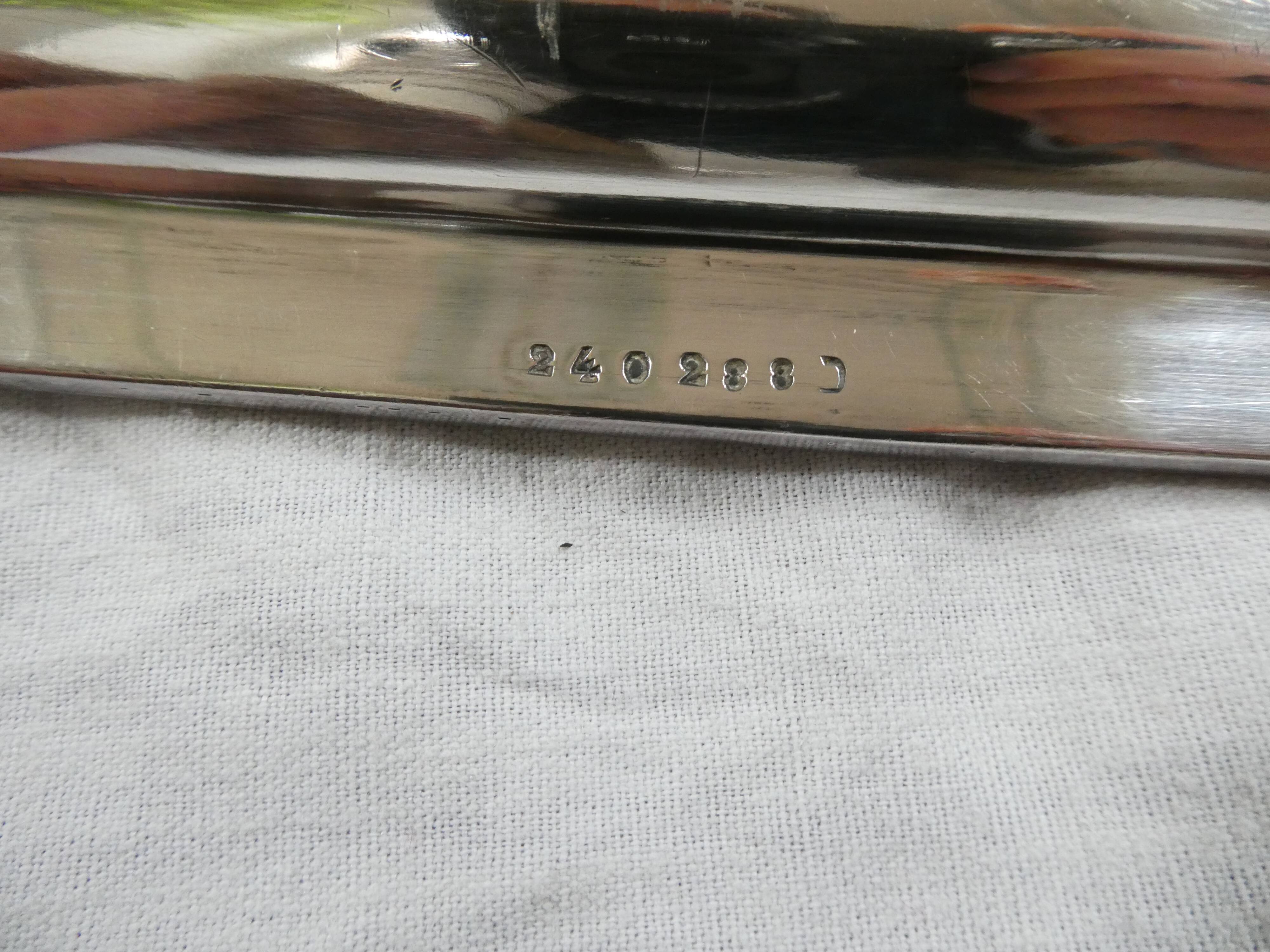 Large rectangular silver metal tray with handles Maison Wiskemann