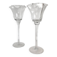 Pair of glass candlesticks on a stand