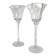 Pair of glass candlesticks on a stand