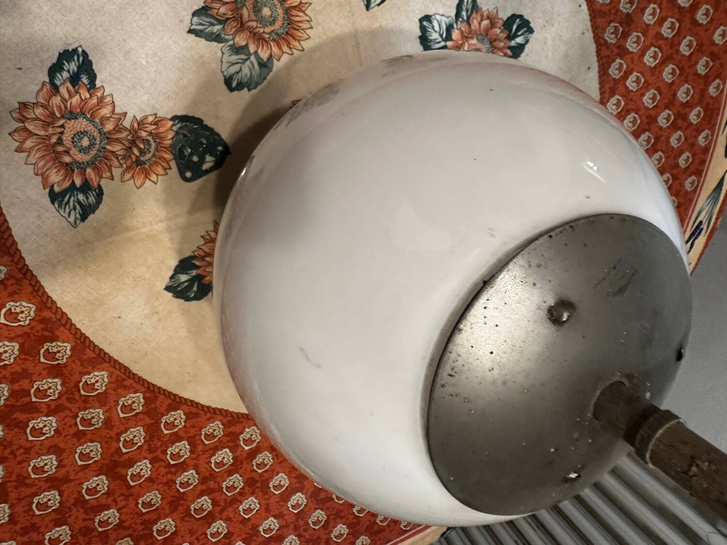 Bauhaus pendant lamp - opaline and metal