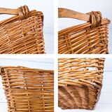 Panier Vintage Anse Rangement Mid Century Panier en osier tressé brun rougeArtisanat Hygge Skandi Sc