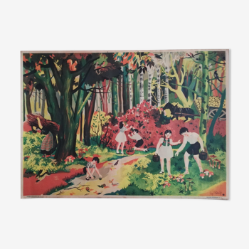 Affiche scolaire vintage La forêt