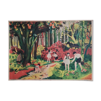 Affiche scolaire vintage La forêt