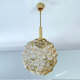 Vintage Limburg pendant lamp, Bubble Glass & Brass, 60s