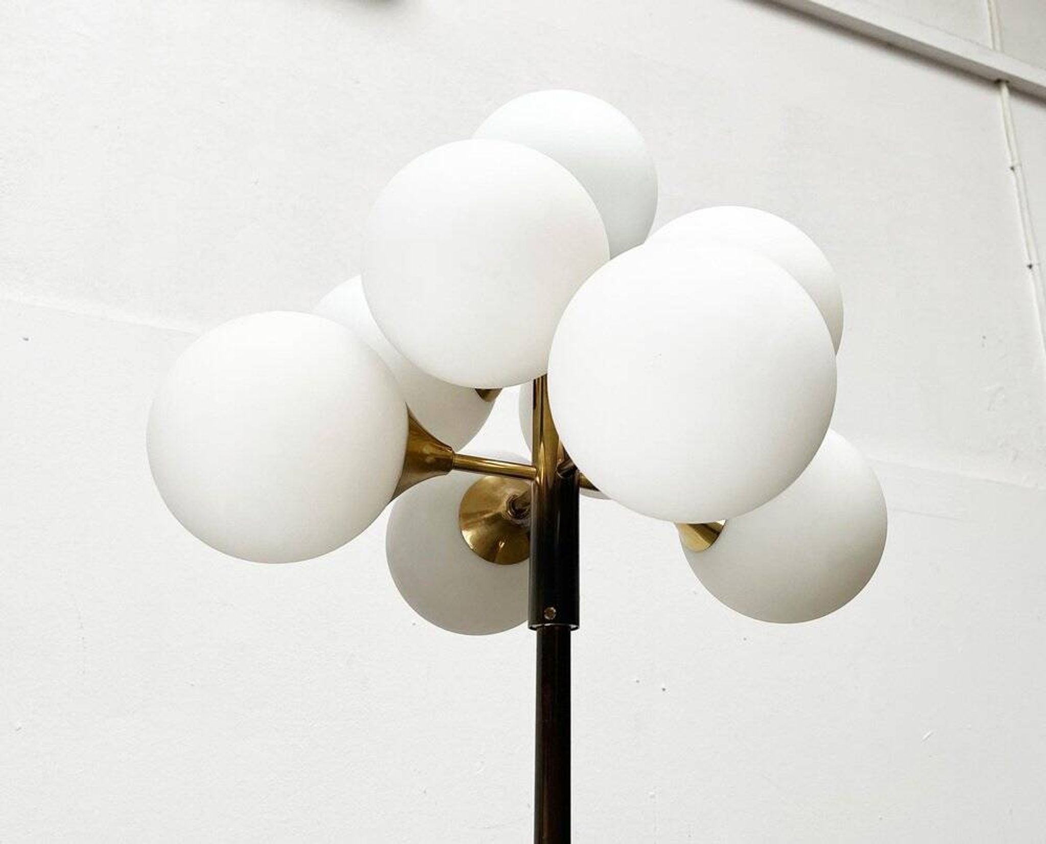 German brass floor lamp in Space Age style from the mid-century by Kaiser Leuchten, 1960s.