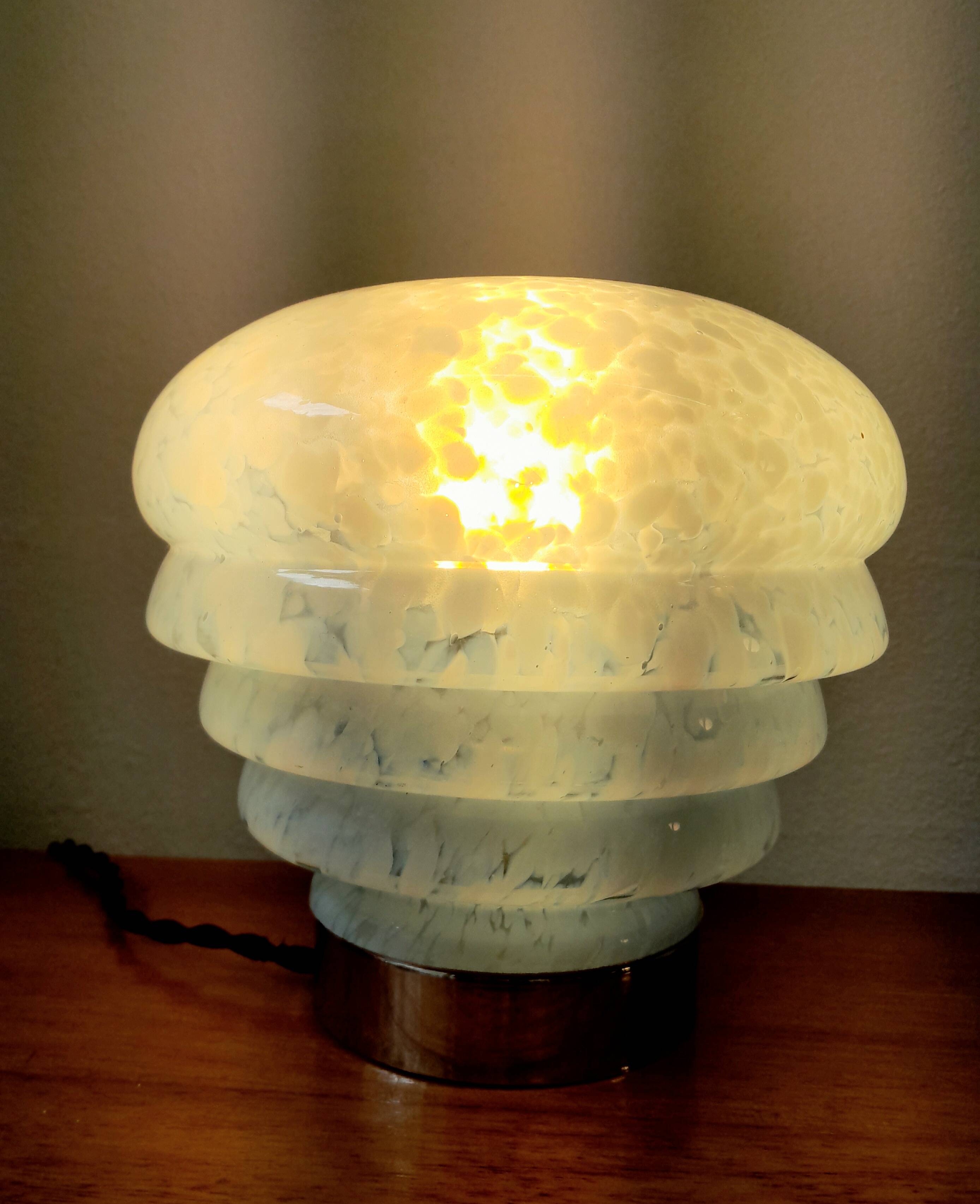 Art Deco table lamp in blue Clichy glass