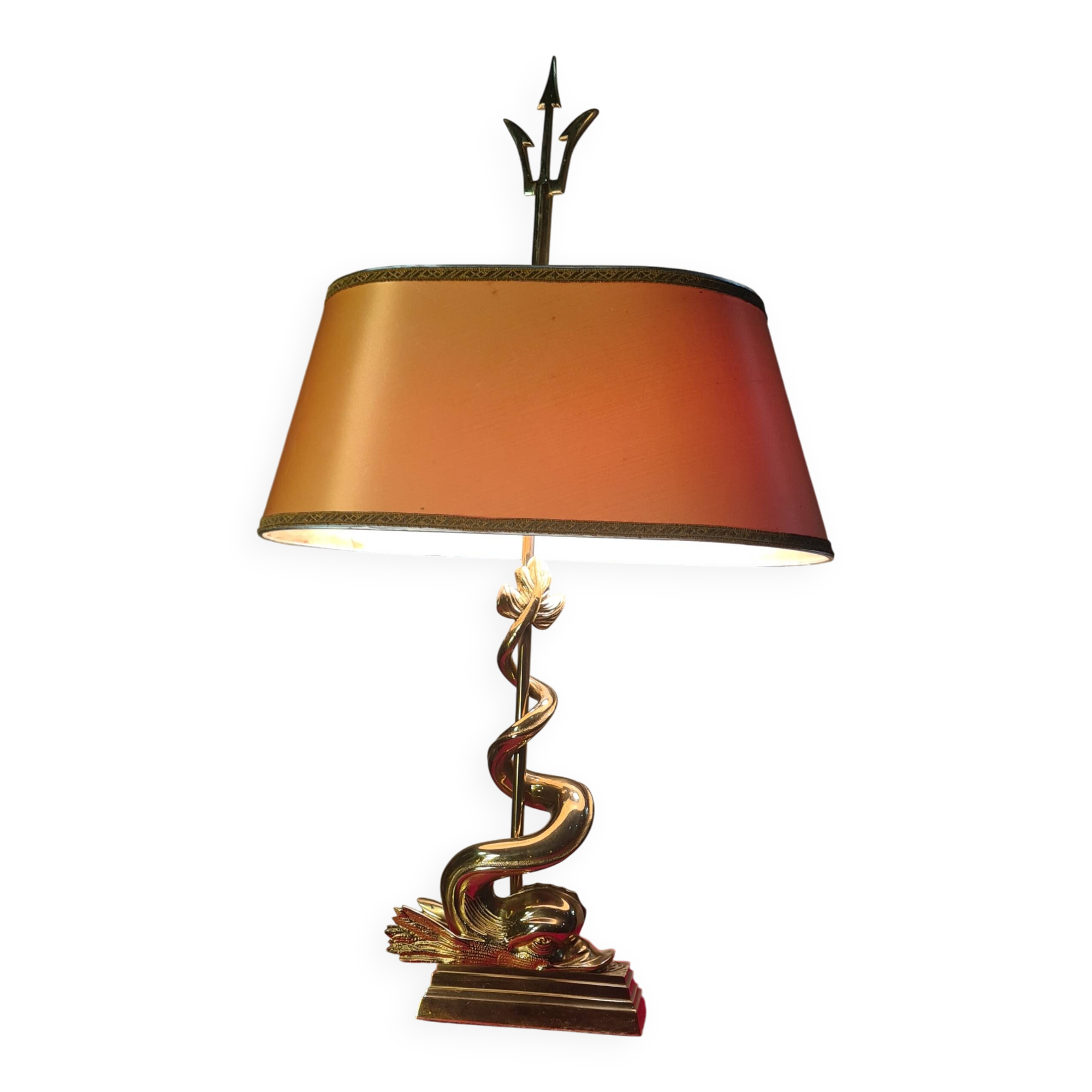 lampe bronze dauphin poseidon angleterre 1910 circa tres bon etat h57x34