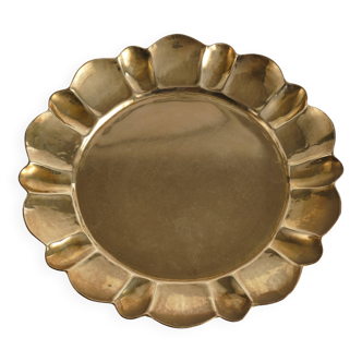 Hollywood Regency Round Brass Tray by Firma Lars Holmström, Sweden 1940's