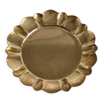 Hollywood Regency Round Brass Tray by Firma Lars Holmström, Sweden 1940's