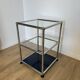 USM Haller side table in glass and Steel Blue
