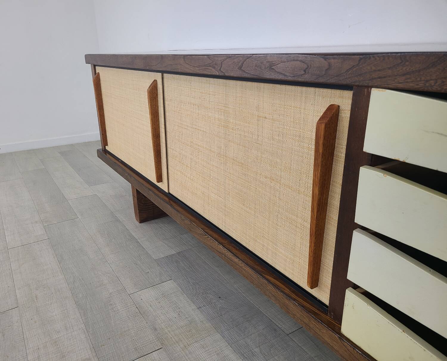 Vintage brutalist sideboard design 1970s