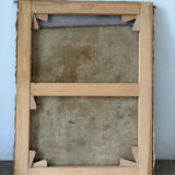 Bouquet of flowers in a blue vase, knife technique.