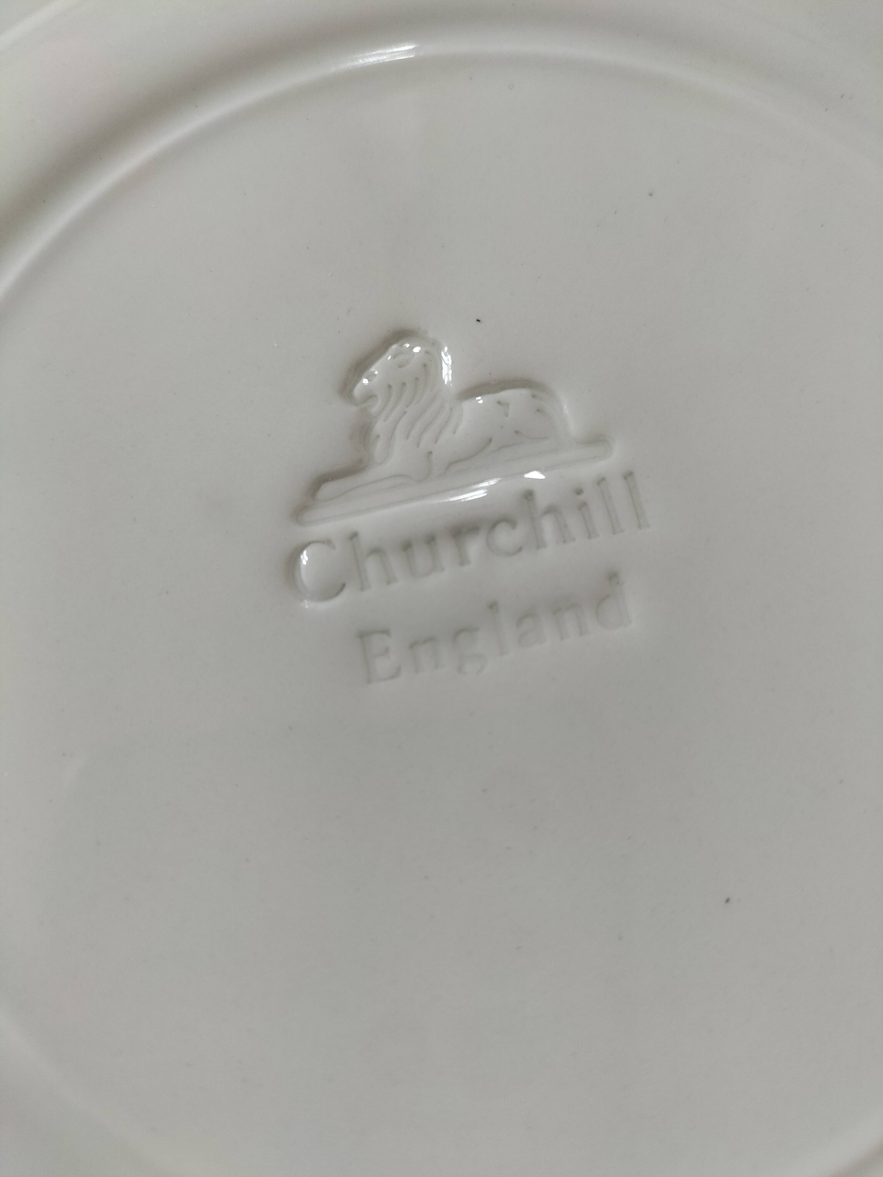 3 plates Churchill England mosaic and floral design