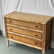 Neo rustic mini buffet chest of drawers with 3 drawers renovated in raw wood